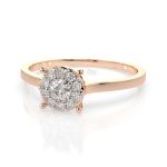 0,15 Karat Diamant Verlobungsring mit 11 Diamanten, Rotgold 585 / 14K, Weite 71 mm, Gewicht ca. 1.7 g.