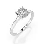 0,15 Karat Diamant Verlobungsring mit 11 Diamanten, Weißgold 585 / 14K, Weite 49 mm, Gewicht ca. 1.7 g.