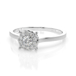 0,15 Karat Diamant Verlobungsring mit 11 Diamanten, Weißgold 585 / 14K, Weite 52 mm, Gewicht ca. 1.7 g.