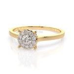 0,15 Karat Diamant Verlobungsring mit 11 Diamanten, Gelbgold 585 / 14K, Weite 49 mm, Gewicht ca. 1.7 g.