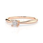 0,10 Karat Diamant Verlobungsring mit 1 Diamanten, Rotgold 585 / 14K, Weite 72 mm, Gewicht ca. 1.7 g.
