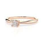 0,10 Karat Diamant Verlobungsring mit 1 Diamanten, Rotgold 585 / 14K, Weite 55 mm, Gewicht ca. 1.7 g.