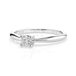 0,10 Karat Diamant Verlobungsring mit 1 Diamanten, Weißgold 585 / 14K, Weite 52 mm, Gewicht ca. 1.7 g.
