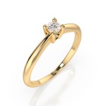 0,10 Karat Diamant Verlobungsring mit 1 Diamanten, Gelbgold 585 / 14K, Weite 59 mm, Gewicht ca. 1.7 g.