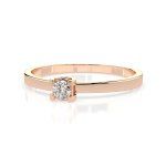 0,10 Karat Diamant Verlobungsring, Rotgold 585 / 14K, Weite 49 mm, Gewicht ca. 1.3 g.