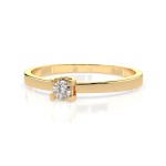 0,10 Karat Diamant Verlobungsring, Gelbgold 585 / 14K, Weite 60 mm, Gewicht ca. 1.3 g.