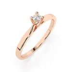0,06 Karat Diamant Verlobungsring mit 1 Diamanten, Rotgold 585 / 14K, Weite 49 mm, Gewicht ca. 1.5 g.