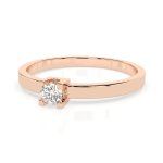 0,10 Karat Diamant Verlobungsring mit 1 Diamanten, Rotgold 585 / 14K, Weite 54 mm, Gewicht ca. 1.5 g.