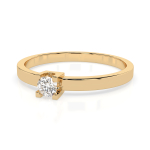 0,10 Karat Diamant Verlobungsring mit 1 Diamanten, Gelbgold 585 / 14K, Weite 50 mm, Gewicht ca. 1.5 g.