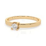 0,10 Karat Diamant Verlobungsring mit 1 Diamanten, Gelbgold 585 / 14K, Weite 51 mm, Gewicht ca. 1.5 g.