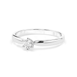 0,15 Karat Diamant Verlobungsring mit 1 Diamanten, Weißgold 585 / 14K, Weite 58 mm, Gewicht ca. 1.8 g.