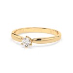 0,15 Karat Diamant Verlobungsring mit 1 Diamanten, Gelbgold 585 / 14K, Weite 52 mm, Gewicht ca. 1.8 g.