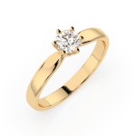 0,30 Karat Diamant Verlobungsring mit 1 Diamanten, Gelbgold 585 / 14K, Weite 58 mm, Gewicht ca. 1.8 g.