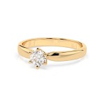 0,30 Karat Diamant Verlobungsring mit 1 Diamanten, Gelbgold 585 / 14K, Weite 60 mm, Gewicht ca. 1.8 g.