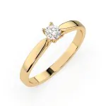 0,15 Karat Diamant Verlobungsring mit 1 Diamanten, Gelbgold 585 / 14K, Weite 49 mm, Gewicht ca. 1.7 g.