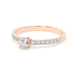 0,2+0,21 Karat Diamant Verlobungsring mit 15 Diamanten, Rotgold 585 / 14K