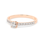 0,2+0,21 Karat Diamant Verlobungsring mit 15 Diamanten, Rotgold 585 / 14K, Weite 56 mm, Gewicht ca. 1.6 g.