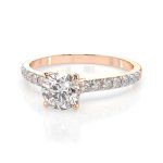 0,4+0,21 Karat Diamant Verlobungsring mit 15 Diamanten, Rotgold 585 / 14K, Weite 62 mm, Gewicht ca. 1.5 g.