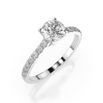 0,4+0,21 Karat Diamant Verlobungsring mit 15 Diamanten, Weißgold 585 / 14K, Weite 47 mm, Gewicht ca. 1.5 g.