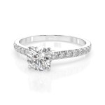 0,4+0,21 Karat Diamant Verlobungsring mit 15 Diamanten, Weißgold 585 / 14K, Weite 47 mm, Gewicht ca. 1.5 g.