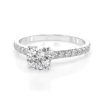 0,5+0,21 Karat Diamant Verlobungsring mit 15 Diamanten, Weißgold 585 / 14K