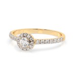 0,29+0,25 Karat Diamant Verlobungsring mit 30 Diamanten, Gelbgold 585 / 14K, Weite 72 mm, Gewicht ca. 1.6 g.