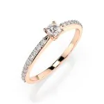 0,1+0,16 Karat Diamant Verlobungsring mit 21 Diamanten, Rotgold 585 / 14K, Weite 49 mm, Gewicht ca. 1.2 g.