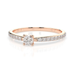 0,1+0,16 Karat Diamant Verlobungsring mit 21 Diamanten, Rotgold 585 / 14K, Weite 72 mm, Gewicht ca. 1.2 g.