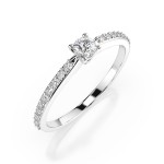 0,1+0,16 Karat Diamant Verlobungsring mit 21 Diamanten, Weißgold 585 / 14K, Weite 64 mm, Gewicht ca. 1.2 g.