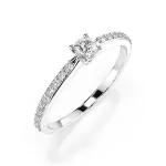 0,1+0,16 Karat Diamant Verlobungsring mit 21 Diamanten, Weißgold 585 / 14K, Weite 54 mm, Gewicht ca. 1.2 g.