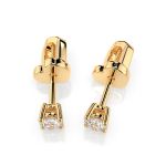 0,12 Karat Diamantohrstecker mit 2 echten Diamanten, Gelbgold 585 / 14K