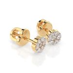 0,18 Karat Diamantohrstecker mit 14 echten Diamanten, Gelbgold 585 / 14K