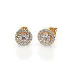 0,22 Karat Diamant Ohrstecker mit 50 echten Diamanten, Gelbgold 585 / 14K
