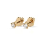 0,08 Karat Diamantohrstecker mit 2 echten Diamanten, Gelbgold 585 / 14K