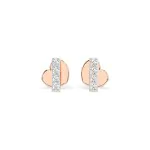 0,08 Karat Diamant Ohrstecker mit 8 echten Diamanten, Rotgold 585 / 14K