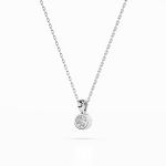 Diamantanhänger in 0,1 Karat, Weißgold 585 / 14 Karat, mit einer 585ger Goldkette, Gewicht ca. 1,6 g.