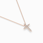 Diamantanhänger in 0,09 Karat, Rotgold 585 / 14 Karat, mit einer 585ger Goldkette in 40 cm lang, Gewicht ca. 1,4 g.