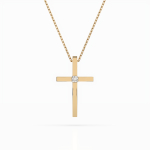 Diamantanhänger in 0,03 Karat, Gelbgold 585 / 14 Karat, mit einer 585ger Goldkette in 40 cm lang, Gewicht ca. 2 g.