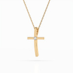 Diamantanhänger in 0,03 Karat, Gelbgold 585 / 14 Karat, mit einer 585ger Goldkette, Gewicht ca. 2 g.
