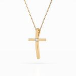 Diamantanhänger in 0,03 Karat, Gelbgold 585 / 14 Karat, mit einer 585ger Goldkette, Gewicht ca. 2 g.