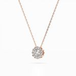 Diamantanhänger in 0,1 Karat, Rotgold 585 / 14 Karat, mit einer 585ger Goldkette, Gewicht ca. 1,7 g.