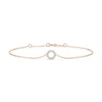 Goldarmband als Ankerkette mit 0,07 Karat Diamanten, Rotgold 585 / 14 Karat, 19,5 cm lang, Gewicht ca. 0,8 g.