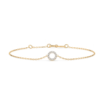 Goldarmband als Ankerkette mit 0,07 Karat Diamanten, Gelbgold 585 / 14 Karat, 18,5 cm lang, Gewicht ca. 0,8 g.