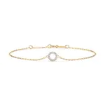 Goldarmband als Ankerkette mit 0,07 Karat Diamanten, Gelbgold 585 / 14 Karat, 20,5 cm lang, Gewicht ca. 0,8 g.