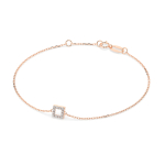 Goldarmband als Ankerkette mit 0,06 Karat Diamanten, Rotgold 585 / 14 Karat, 19,5 cm lang, Gewicht ca. 0,8 g.