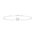 Goldarmband als Ankerkette mit 0,06 Karat Diamanten, Weißgold 585 / 14 Karat, 21 cm lang, Gewicht ca. 0,8 g.