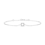 Goldarmband als Ankerkette mit 0,06 Karat Diamanten, Weißgold 585 / 14 Karat, 19,5 cm lang, Gewicht ca. 0,8 g.