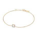 Goldarmband als Ankerkette mit 0,06 Karat Diamanten, Gelbgold 585 / 14 Karat, 16,5 cm lang, Gewicht ca. 0,8 g.