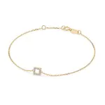 Goldarmband als Ankerkette mit 0,06 Karat Diamanten, Gelbgold 585 / 14 Karat, 19 cm lang, Gewicht ca. 0,8 g.