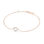 Herz Goldarmband als Ankerkette mit 0,07 Karat Diamanten, Rotgold 585 / 14 Karat